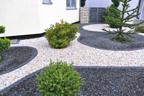 Decorative rock and gravel landscape