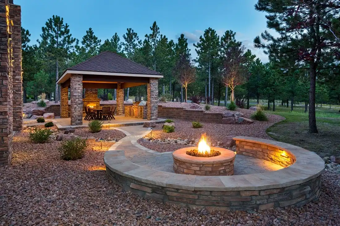 Outdoor living space with fire pit